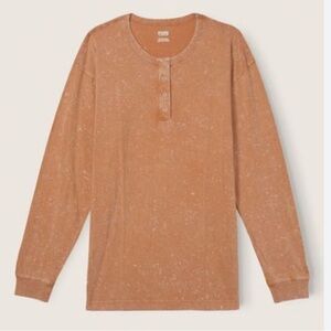 Victoria’s Secret PINK henley top mustard brown long sleeve size XS